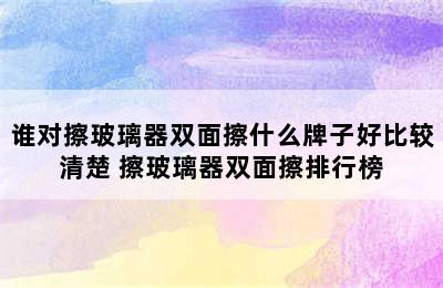 谁对擦玻璃器双面擦什么牌子好比较清楚 擦玻璃器双面擦排行榜